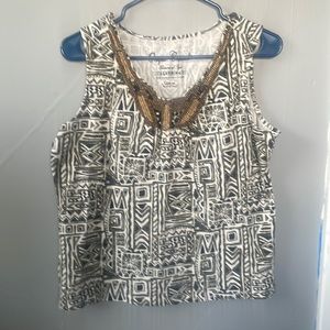 Retro Onque Casuals large beaded geometric pattern tank top Y2K safari pattern